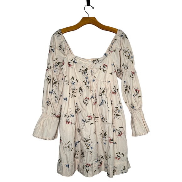 By Anthropologie Long Sleeve Embroidered Mini Fairy Floral Dress Cream Size XS - Picture 5 of 16